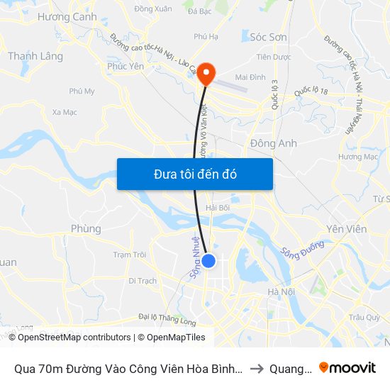 Qua 70m Đường Vào Công Viên Hòa Bình - Phạm Văn Đồng to Quang Tiến map