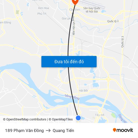 189 Phạm Văn Đồng to Quang Tiến map