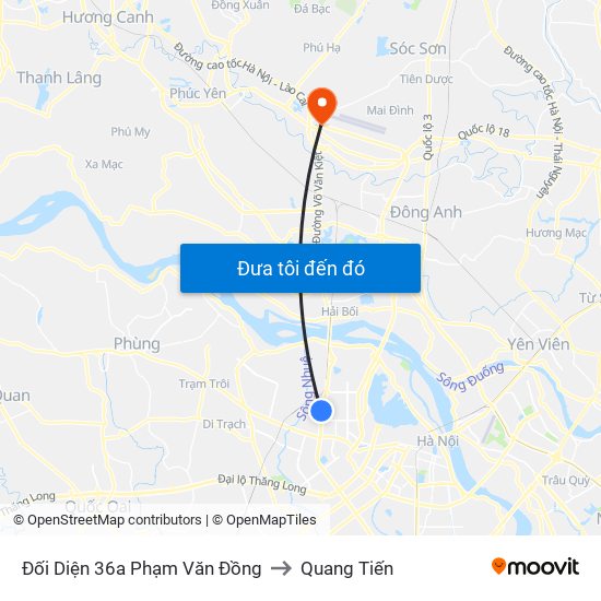 Đối Diện 36a Phạm Văn Đồng to Quang Tiến map