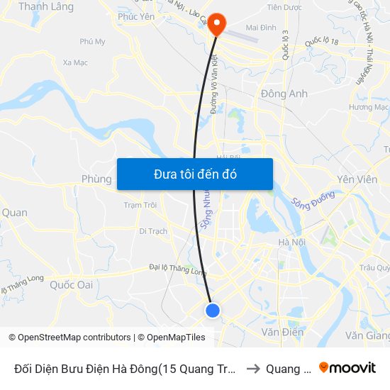 Đối Diện Bưu Điện Hà Đông(15 Quang Trung Hà Đông) to Quang Tiến map