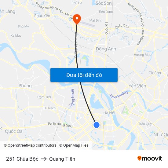 251 Chùa Bộc to Quang Tiến map