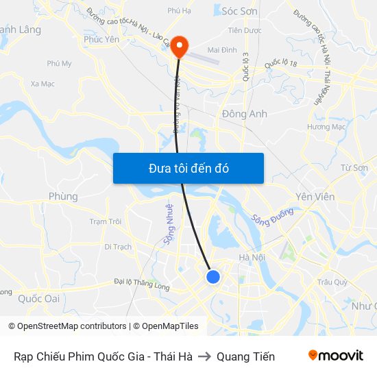 Rạp Chiếu Phim Quốc Gia - Thái Hà to Quang Tiến map