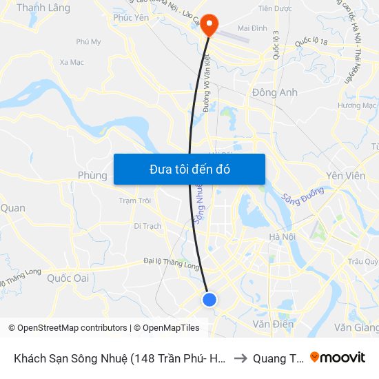Khách Sạn Sông Nhuệ (148 Trần Phú- Hà Đông) to Quang Tiến map