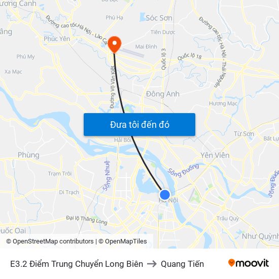 E3.2 Điểm Trung Chuyển Long Biên to Quang Tiến map
