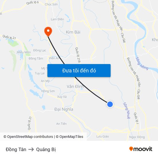 Đồng Tân to Quảng Bị map