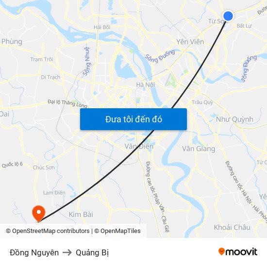 Đồng Nguyên to Quảng Bị map