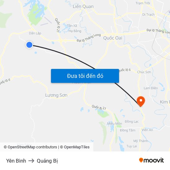 Yên Bình to Quảng Bị map