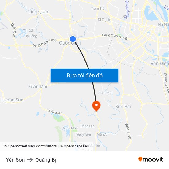 Yên Sơn to Quảng Bị map