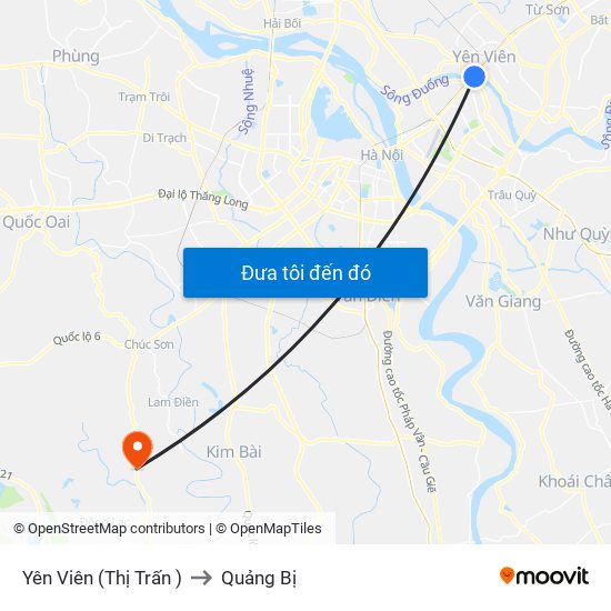 Yên Viên (Thị Trấn ) to Quảng Bị map