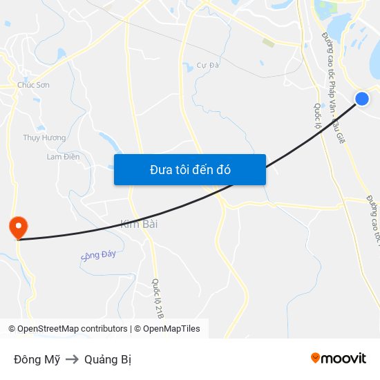 Đông Mỹ to Quảng Bị map