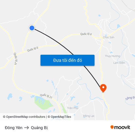 Đông Yên to Quảng Bị map