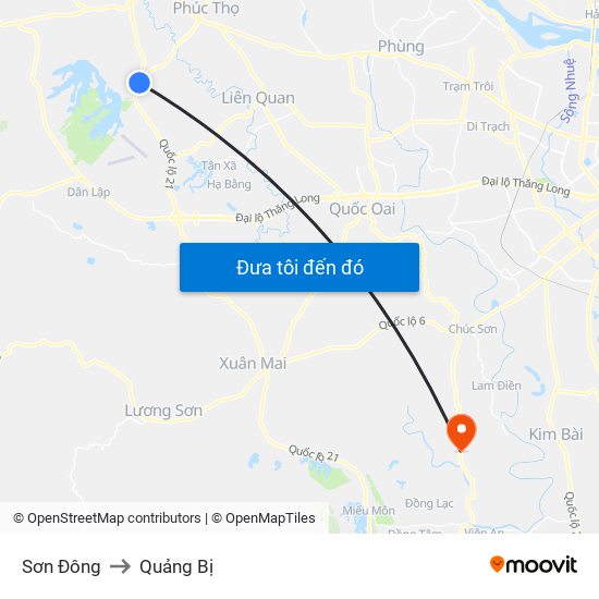 Sơn Đông to Quảng Bị map