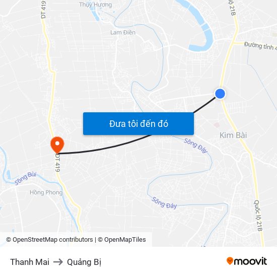 Thanh Mai to Quảng Bị map