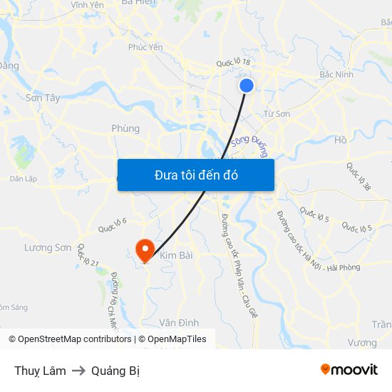 Thuỵ Lâm to Quảng Bị map