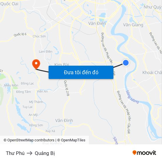 Thư Phú to Quảng Bị map