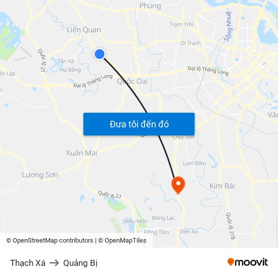 Thạch Xá to Quảng Bị map