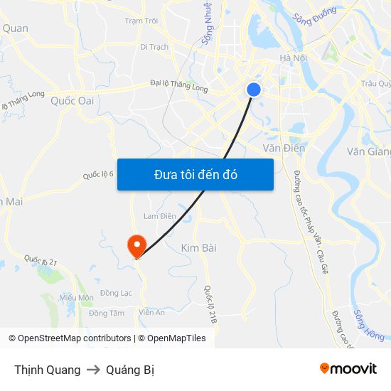 Thịnh Quang to Quảng Bị map