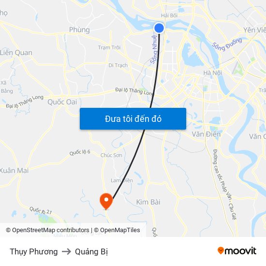 Thụy Phương to Quảng Bị map