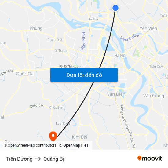 Tiên Dương to Quảng Bị map