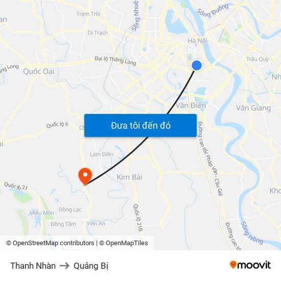 Thanh Nhàn to Quảng Bị map