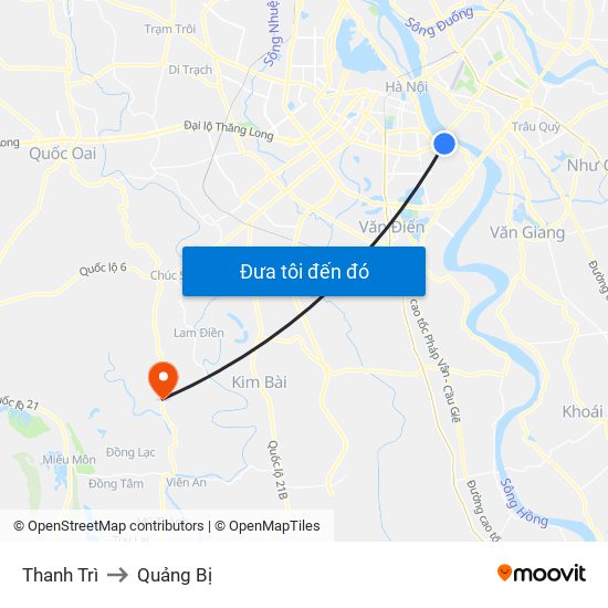 Thanh Trì to Quảng Bị map