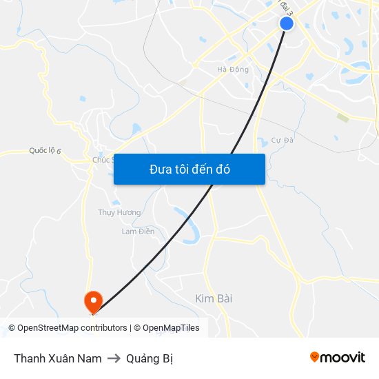 Thanh Xuân Nam to Quảng Bị map