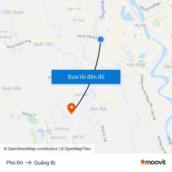 Phú Đô to Quảng Bị map