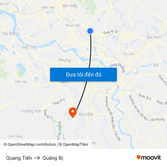 Quang Tiến to Quảng Bị map