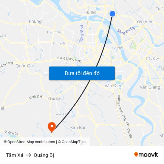 Tầm Xá to Quảng Bị map