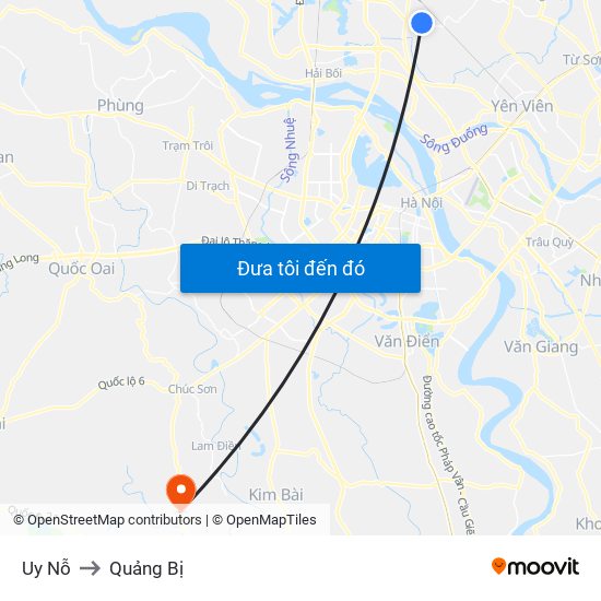 Uy Nỗ to Quảng Bị map