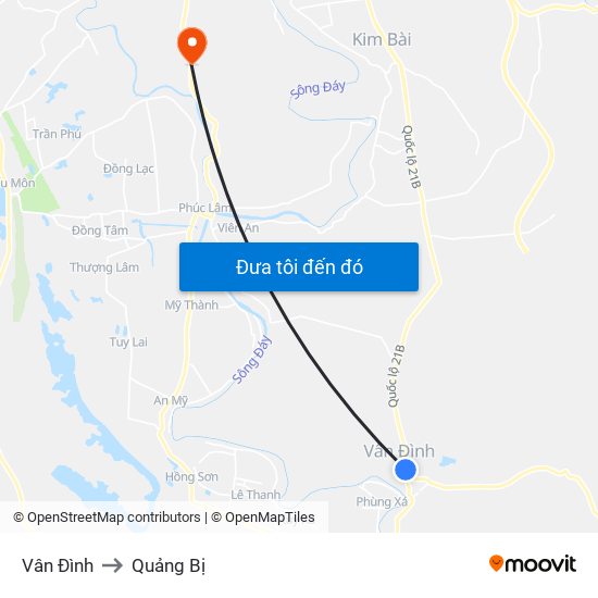 Vân Đình to Quảng Bị map