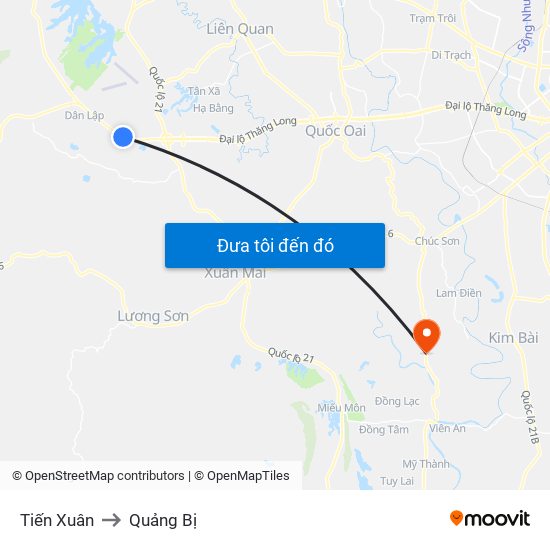 Tiến Xuân to Quảng Bị map