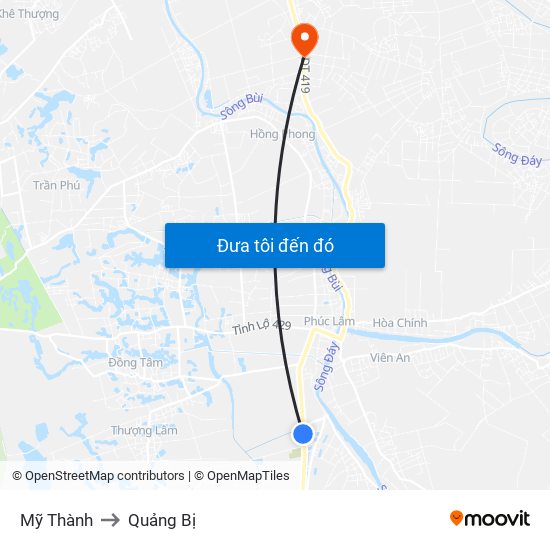 Mỹ Thành to Quảng Bị map