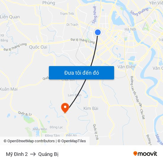 Mỹ Đình 2 to Quảng Bị map