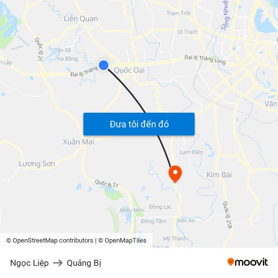 Ngọc Liệp to Quảng Bị map