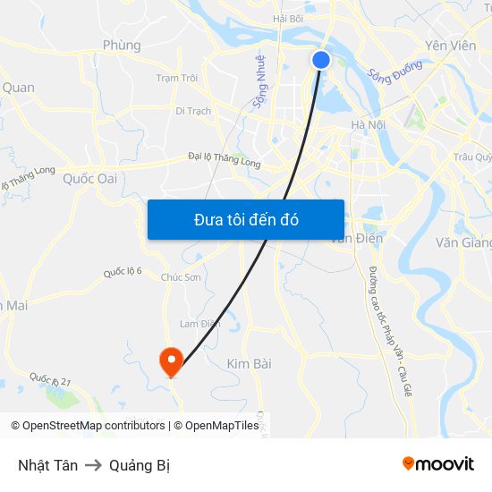 Nhật Tân to Quảng Bị map