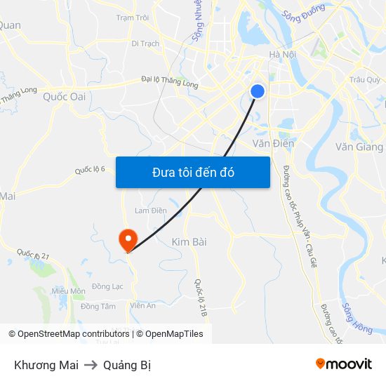 Khương Mai to Quảng Bị map