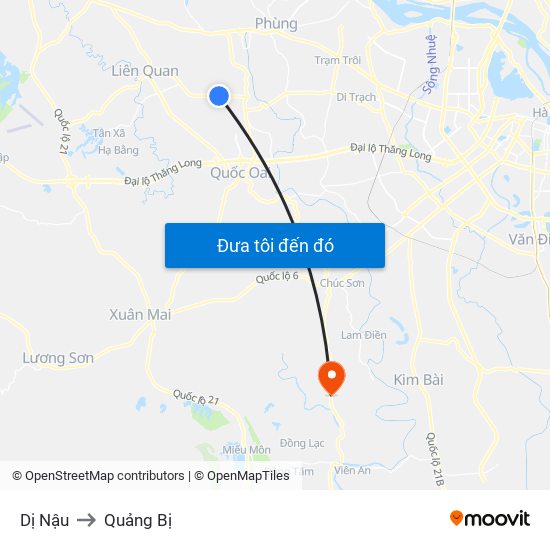Dị Nậu to Quảng Bị map
