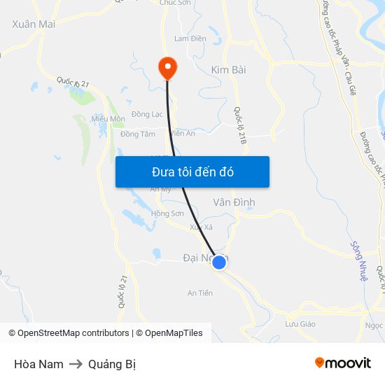 Hòa Nam to Quảng Bị map