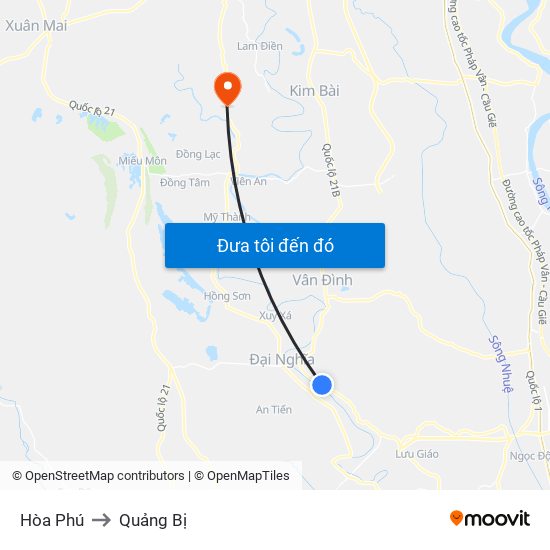 Hòa Phú to Quảng Bị map