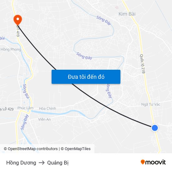 Hồng Dương to Quảng Bị map