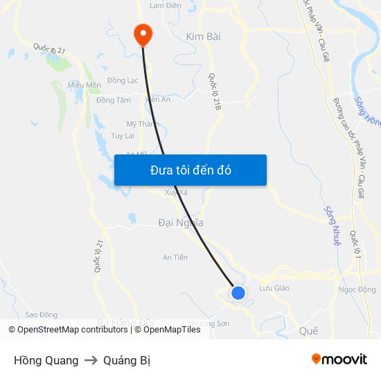Hồng Quang to Quảng Bị map
