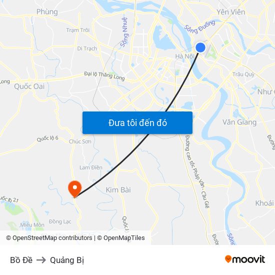 Bồ Đề to Quảng Bị map