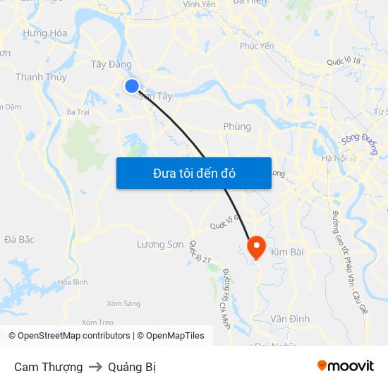 Cam Thượng to Quảng Bị map
