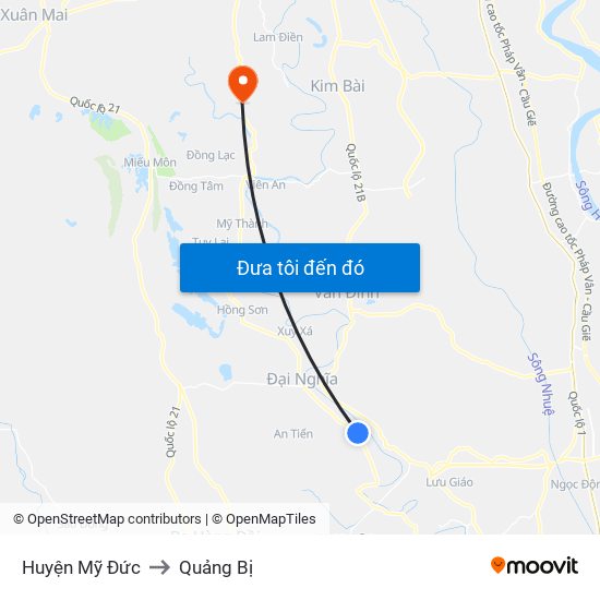 Huyện Mỹ Đức to Quảng Bị map