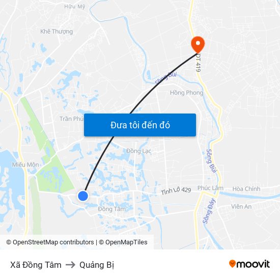 Xã Đồng Tâm to Quảng Bị map