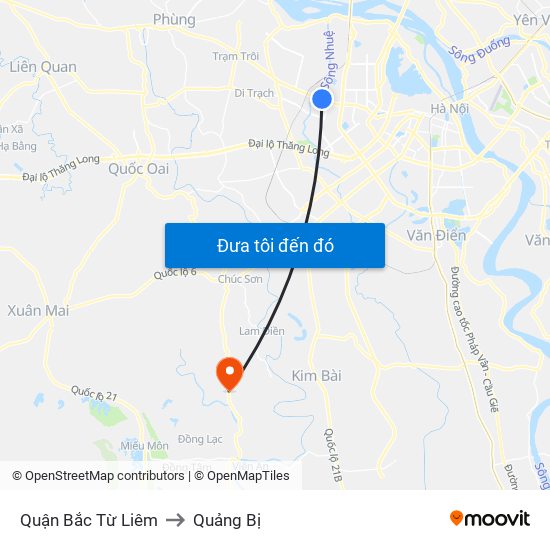 Quận Bắc Từ Liêm to Quảng Bị map
