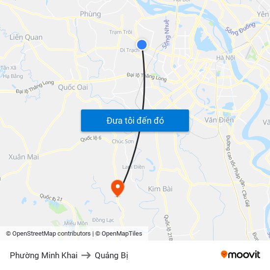 Phường Minh Khai to Quảng Bị map