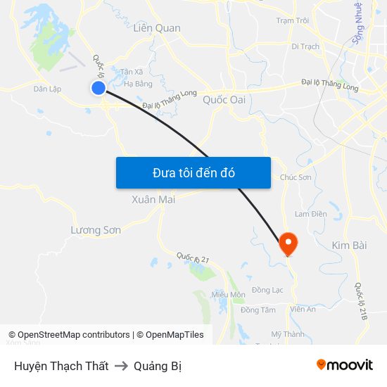 Huyện Thạch Thất to Quảng Bị map