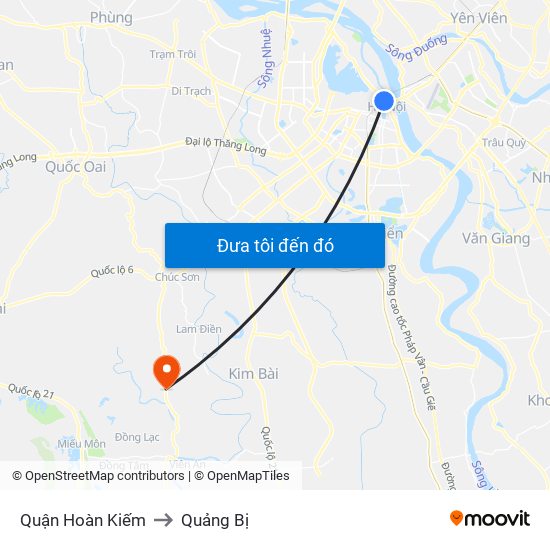 Quận Hoàn Kiếm to Quảng Bị map